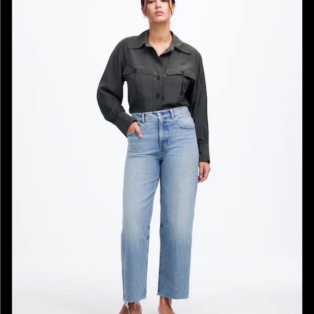 Madewell The Perfect Vintage Crop High Rise Straight Leg Blue Jeans